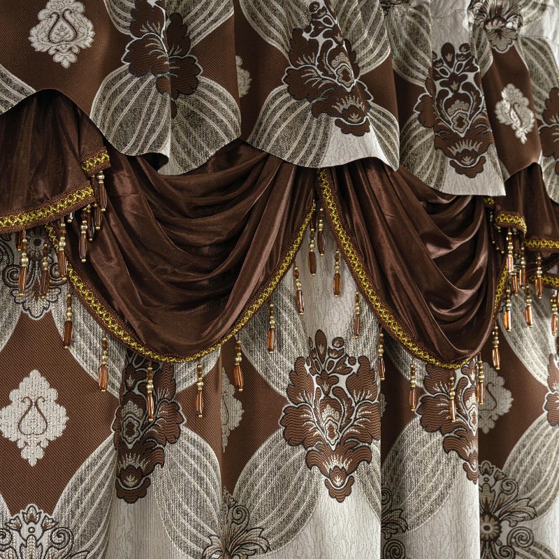 Petrichor Elegant Curtains with Gold Silver Threads 2 Panels Set - Luxury Window Treatment Attached Valance, Sheer Backing, and 2 Tie Backs for Bedroom and Living Room, 54x84 inches,Coffee - Image 5