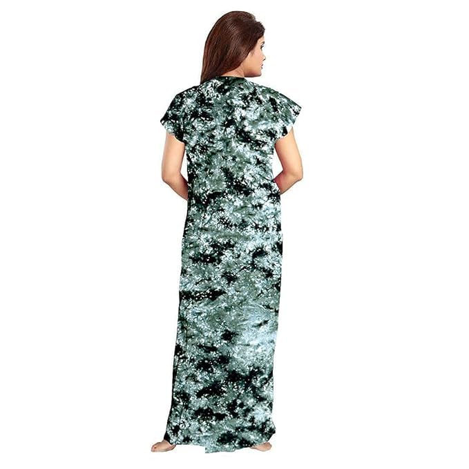 YUKATA Nighty for Women Cotton Printed Maxi Gown Ankle Length Nighty Night Dress Gown for Women Maxi - Free Size (Free Size, Brown&Green) - Image 5