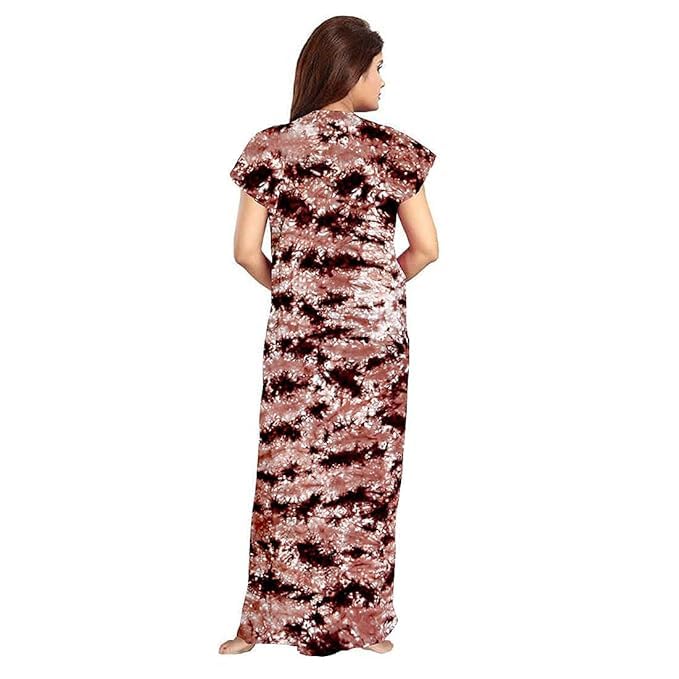 YUKATA Nighty for Women Cotton Printed Maxi Gown Ankle Length Nighty Night Dress Gown for Women Maxi - Free Size (Free Size, Brown&Green) - Image 3