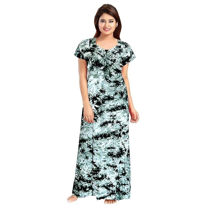 YUKATA Nighty for Women Cotton Printed Maxi Gown Ankle Length Nighty Night Dress Gown for Women Maxi - Free Size (Free Size, Brown&Green) - Image 4