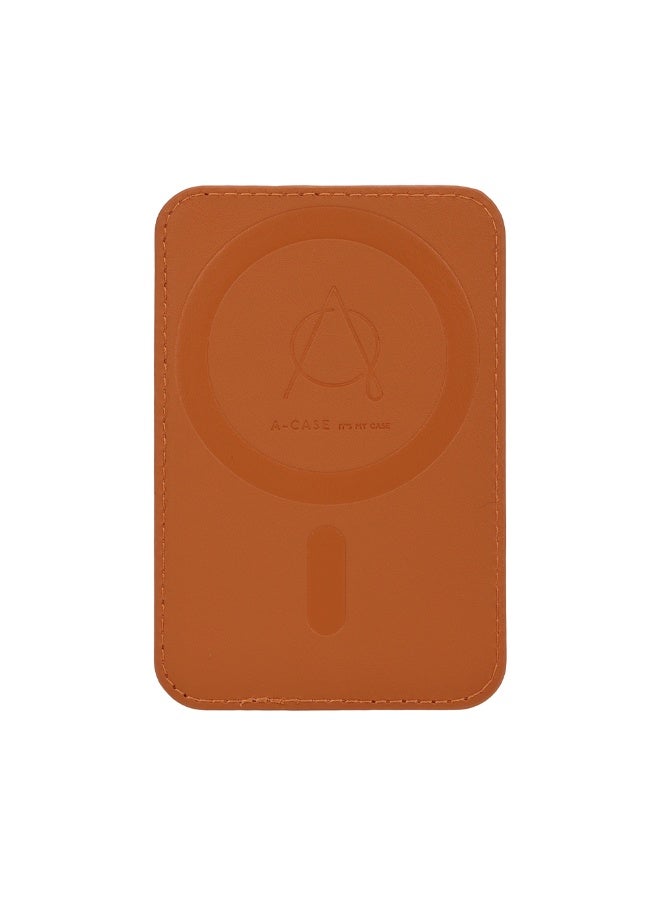 A-Case Its My Case Kilyos Vegan Leather Premium MagSafe Card Holder Ultra Slim Magnetic Wallet for iPhone with RFID Protection and Card Slots - Orange Titanium - Image 2