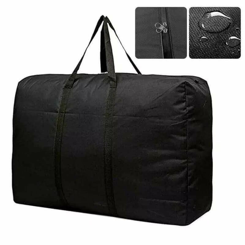 Premium Jumbo Blanket Storage Bag - Heavy-Duty Waterproof Oxford Fabric Organizer - Durable High-Density Large Storage Box for Blankets, Quilts & Clothes with Reinforced Continuous-Wrap Handles & Zipper Closure (Sleek Modern Black Profile, 80x65 cm) - Manual Textile Preservation Sorting Convenience & Wardrobe Facility Asset Management Template