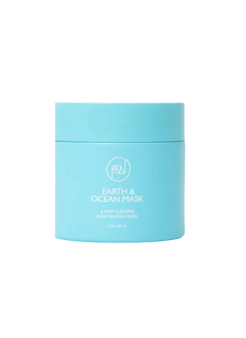 Flora & Noor - Earth  Ocean AcneFighting Kaolin Clay Mask  Organic White Clay Face Mask for Men  Women  Purifying Masks for Skincare  Acne Blackheads and Pores  Grapeseed Kelp Spirulina - Image 1