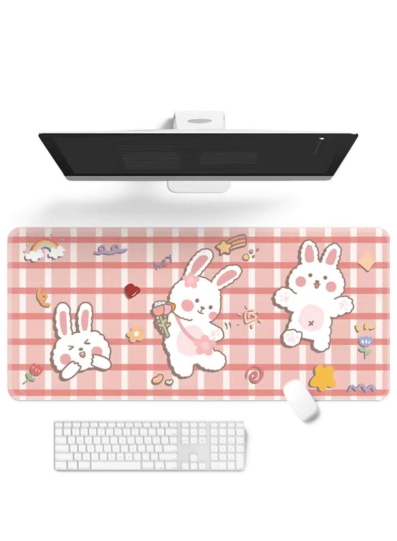 KASTWAVE Desktop Mouse Pad, Cute Cartoon Rabbit Theme Mouse Keyboard Pad Large Game Desk Pad Suitable for Game Writing Bedroom Office Work Supplies Laptop Desk Pad ( 30x80 cm) - Image 1