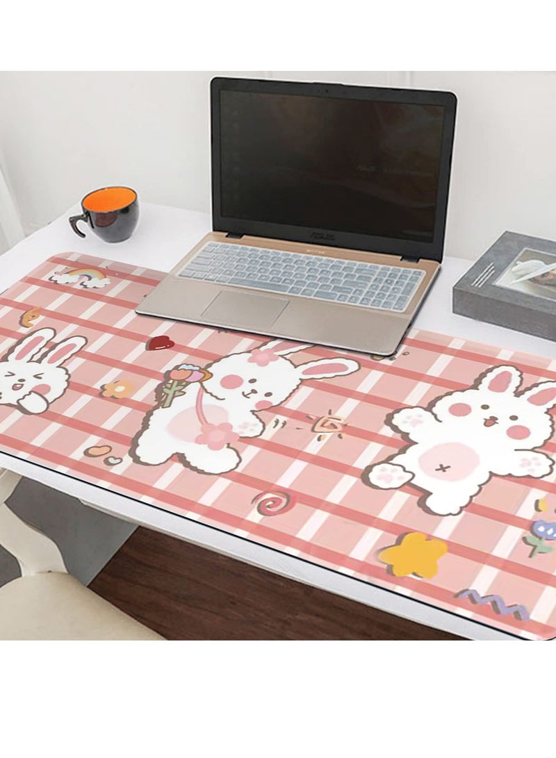 KASTWAVE Desktop Mouse Pad, Cute Cartoon Rabbit Theme Mouse Keyboard Pad Large Game Desk Pad Suitable for Game Writing Bedroom Office Work Supplies Laptop Desk Pad ( 30x80 cm) - Image 2