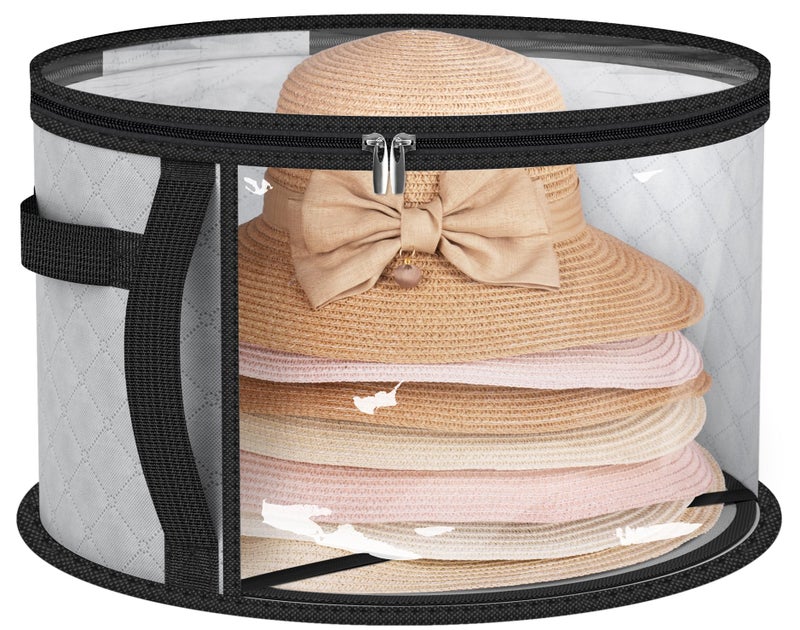 AOODA 18'' Oversized Clear Hat Storage Bag for Women, Holds up to 9 Caps Cowboy Hat Organizer for Closet, Wide Brims Hat Case with Carrying Handles (Grey) - Image 1