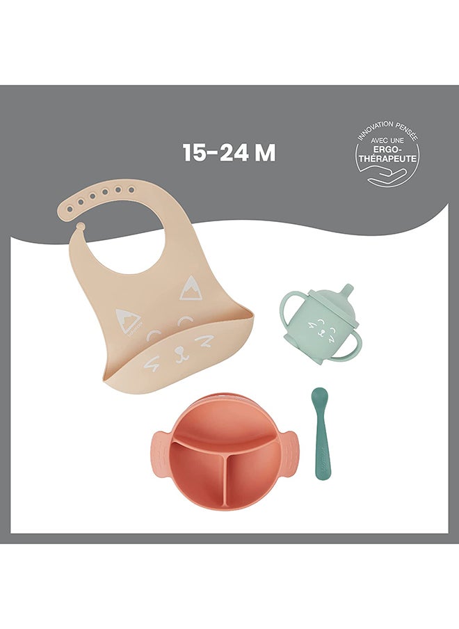 babymoov Learn Isy 4 Pieces Silicone Meal Set For Babies, Bpa Free And Dishwasher Safe , 15 - 24 Months – Terracotta Fox  - Image 4