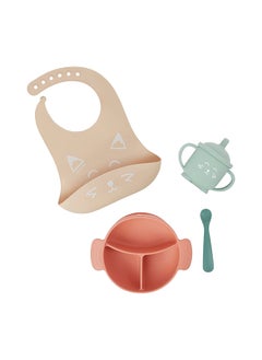 babymoov Learn Isy 4 Pieces Silicone Meal Set For Babies, Bpa Free And Dishwasher Safe , 15 - 24 Months – Terracotta Fox  - Image 1