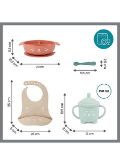 babymoov Learn Isy 4 Pieces Silicone Meal Set For Babies, Bpa Free And Dishwasher Safe , 15 - 24 Months – Terracotta Fox  - Image 3