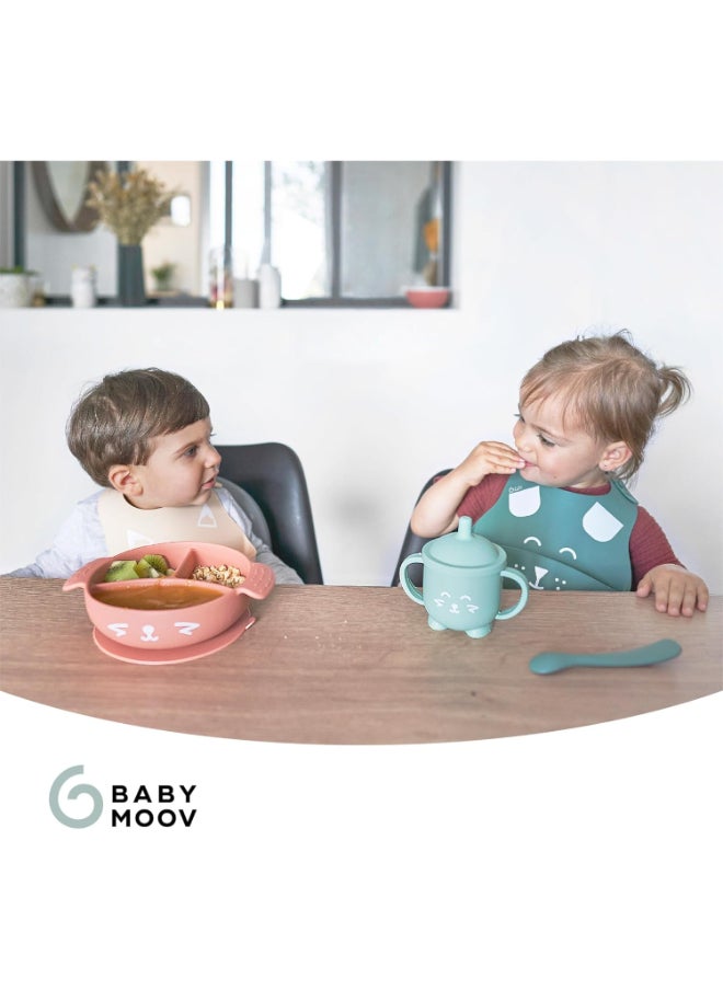 babymoov - Learn Isy 4 Pieces Silicone Meal Set For Babies, Bpa Free And Dishwasher Safe , 15 - 24 Months – Terracotta Fox - Image 1