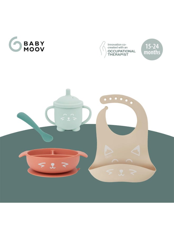 babymoov - Learn Isy 4 Pieces Silicone Meal Set For Babies, Bpa Free And Dishwasher Safe , 15 - 24 Months – Terracotta Fox - Image 1