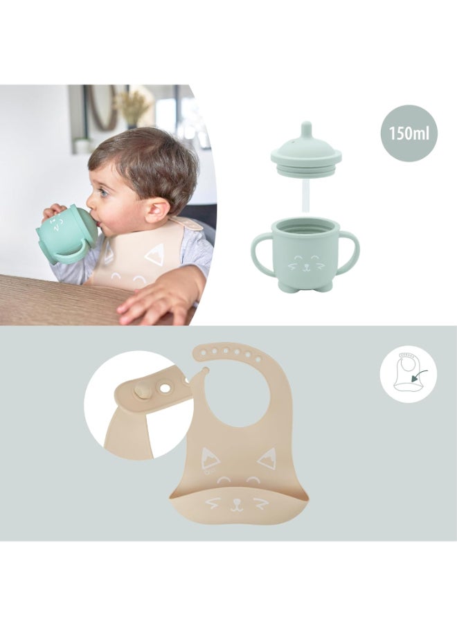 babymoov - Learn Isy 4 Pieces Silicone Meal Set For Babies, Bpa Free And Dishwasher Safe , 15 - 24 Months – Terracotta Fox - Image 1