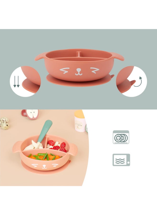 babymoov - Learn Isy 4 Pieces Silicone Meal Set For Babies, Bpa Free And Dishwasher Safe , 15 - 24 Months – Terracotta Fox - Image 1