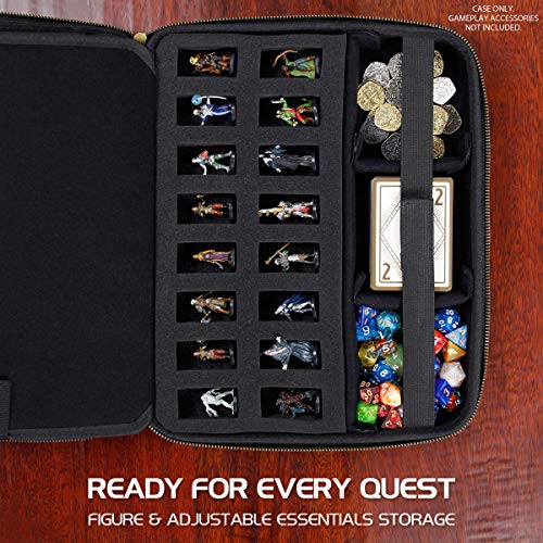 ENHANCE RPG Organizer Case - DND Binder with Built-in Character Sheet Holder and Erasable Scribe Panel, Dice Rolling Area, Removable Pen Pouch, Miniature Foam Tray, Wrist Strap, and More (Black) - Image 5