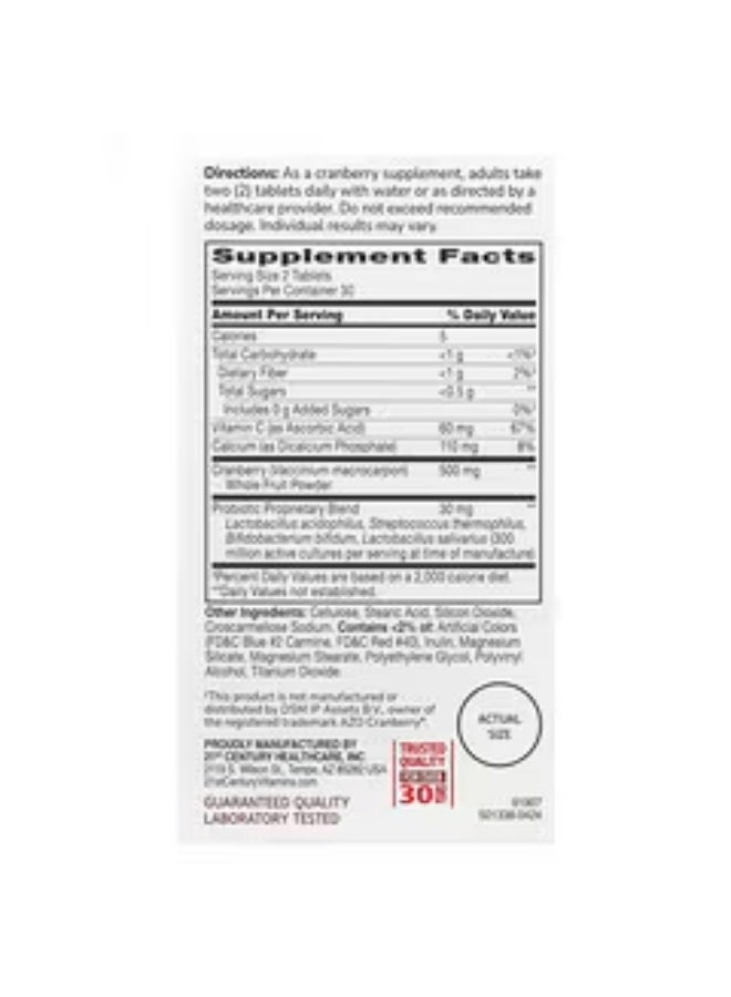 21st Century Cranberry with Probiotic 60 Tablets - Image 2