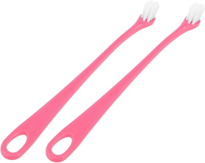 Pet Toothbrush And Grooming Brush For Shedding Paw Cleaning Pink 2 Pieces - Image 1