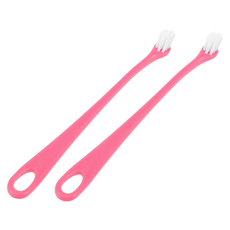 Pet Toothbrush And Grooming Brush For Shedding Paw Cleaning Pink 2 Pieces - Image 2