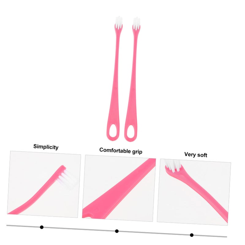 Pet Toothbrush And Grooming Brush For Shedding Paw Cleaning Pink 2 Pieces - Image 3