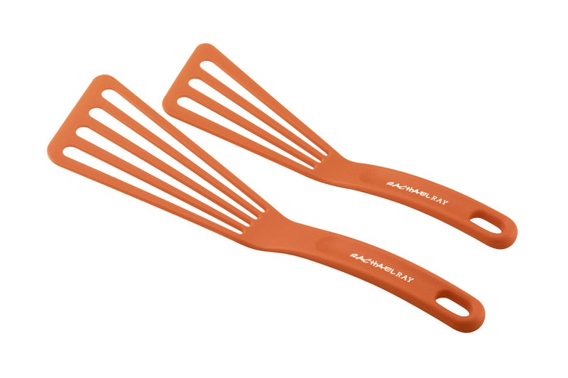 Rachael Ray Kitchen Tools and Gadgets Nylon Cooking Utensils/Spatula/Fish Turners, 2 Piece, Orange - Image 1