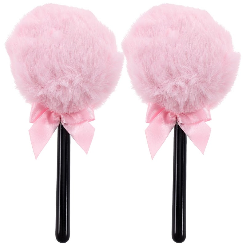 KALLORY 2pcs Lollipop Powder Puff Under Eyes Fluffy Loose Body Puffs Cosmetic Makeup Handle Tools and Large Face for Girls Mineral Soft Round Women Shape Cotton Corners