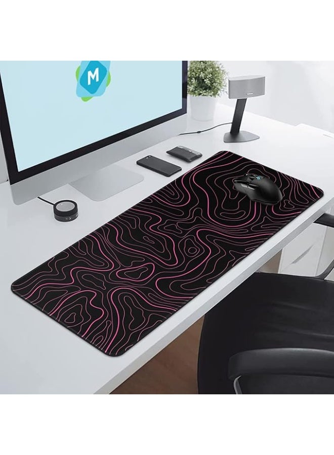DIGSOM Mouse Pad Gaming Mousepad 31.5 x 11.8 in Large Mouse Pad for Keyboard and Mouse with Anti-Slip Rubber Base, Keyboard Pad XL Mouse Mat for Home and Office(Black with Red Topographic Line) - Image 3