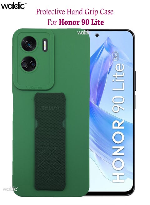 Premium Silicone Protective Case Cover With Magnetic Hand Grip For Honor 90 Lite - Green
