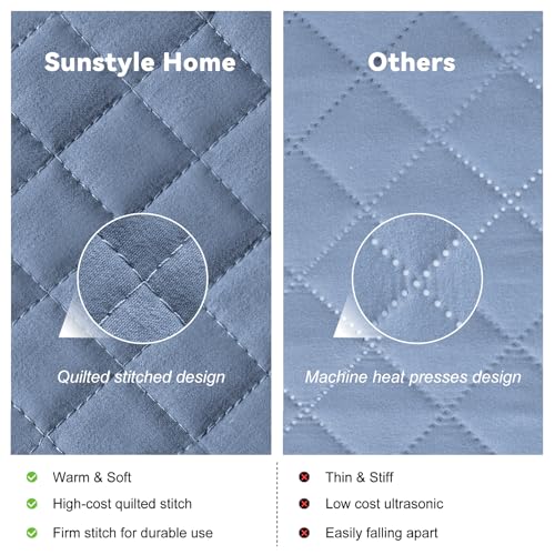 SunStyle Home Twin Quilt Bedding Set Blue, Lightweight Comforter Bedspread Blanket Twin Size Quilt, Durable Quilted Stitching Coverlet with 1 Pillow Sham in Diamond Pattern All Seasons 2pcs Kids - Image 3