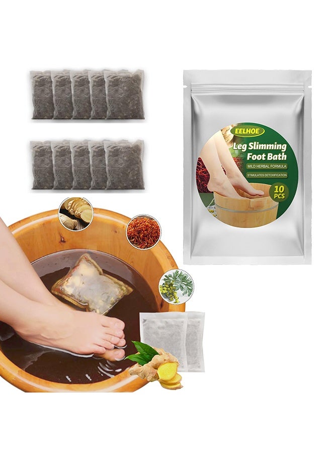 EELHOE Leg Slimming Foot Bath,Natural Mugwort Herb Foot Soak,Ginger Foot Bath Bag Reduce Leg Muscle Pain Foot Care Body Effervescent Pills Foot Bath Tablets 10PCS - Image 1