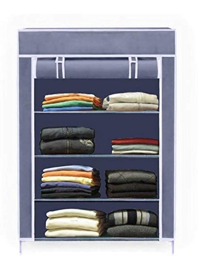 Ebee Metal 4 Shelves Cloth Cabinet (Grey) - Image 1