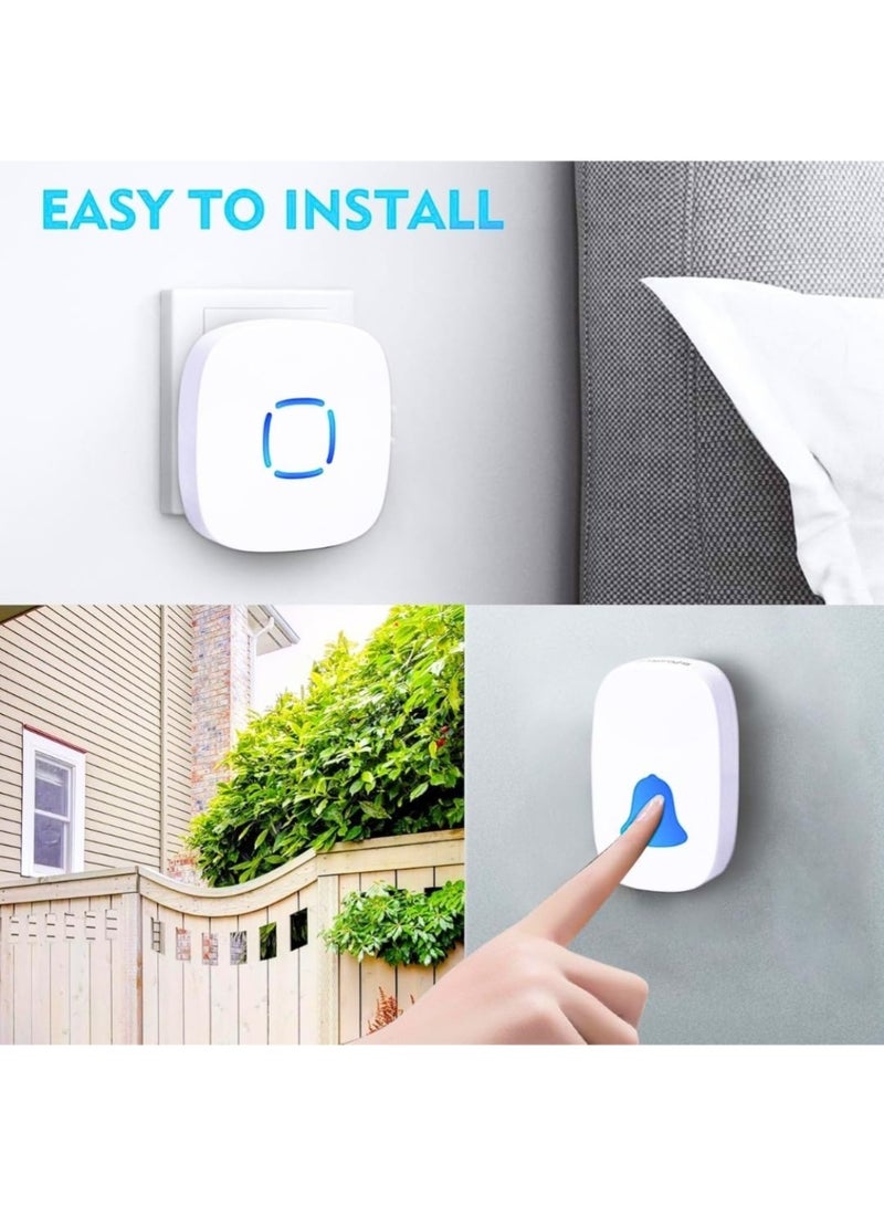 LIMOS Wireless Doorbell Kit - Waterproof Door Bell with 36 Chimes, Adjustable Volume & LED Flash, 1000ft Range, Home Security Door Chime (1 Receiver + 1 Button) - Image 4