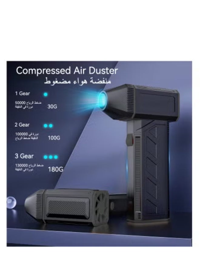 JAJEEK Electric Air Duster Handheld Blower Fan with 130000 RPM Turbo Motor – Portable, Cordless & Rechargeable Jet Dry Blower for Powerful Dust Removal – Ideal for Car Detailing, PC & Keyboard Cleaning, Camping, Outdoor Use, and Precise Air Blowing in Home & Office - Image 3
