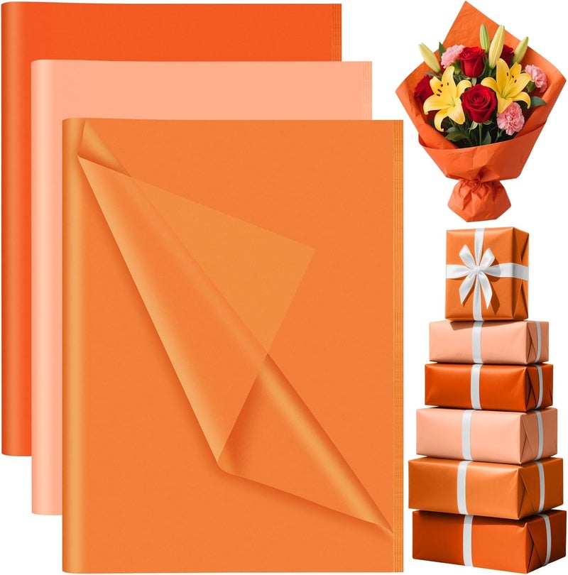 PLULON 90 Sheets Orange Tissue Paper for Gift Bags, Colored Gift Wrapping Paper Tissue Bulk for Crafts Packaging Birthday Baby Shower, Wedding Holiday Flower Bachelorette Bridal Party Decorations - Image 1