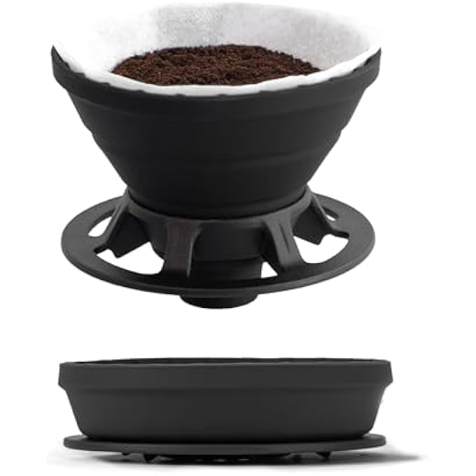 Bukela Collapsible Coffee Dripper Silicone Reusable Pour Over Coffees Maker Pour Over Coffees Dripper For Camping Business Trip Home Office Single Clever Coffee Drippers Green 12 Cup - Image 2