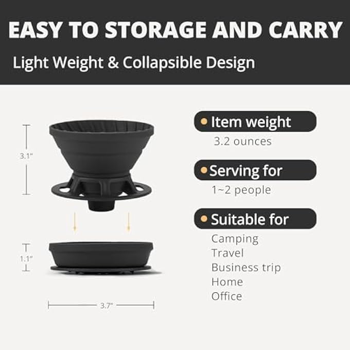 Bukela Collapsible Coffee Dripper Silicone Reusable Pour Over Coffees Maker Pour Over Coffees Dripper For Camping Business Trip Home Office Single Clever Coffee Drippers Green 12 Cup - Image 3