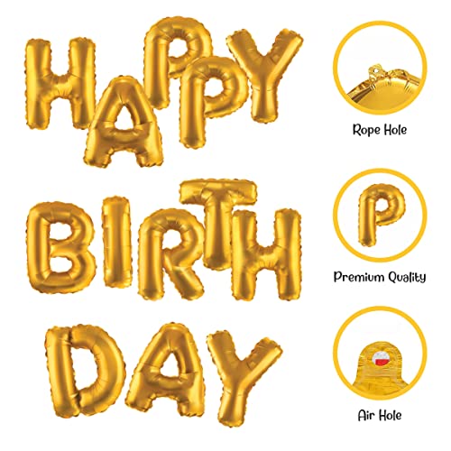 JUST PARTY Gold Letters Alphabets Foil Balloons for Birthday/Anniversary/Bachelorette/Wedding/Farewell & Other Ocassions, Make Your Own Custom Phrase - Image 4