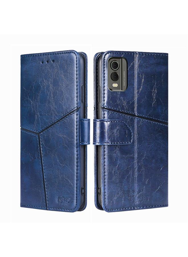 S-TOP Case For Nokia C32 Geometric Stitching Leather Phone Case - Image 1