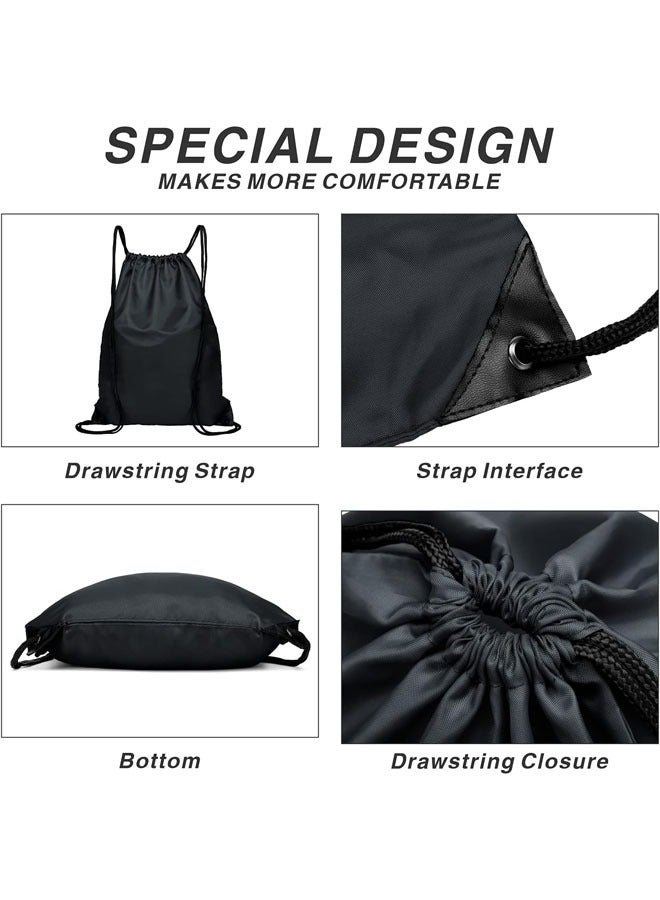 YelaJoy Drawstring Backpack, Sports Water Resistant String Bag,  Sport Gym Sackpack for Women Men  Party Gym Sport Trip, Large with Zipper, (Black) - Image 4
