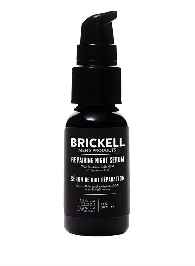 Brickell Men's Products Brickell Men's Anti Aging Repairing Night Face Serum for Men, Natural and Organic Vitamin C Serum For Face to Repair Damaged Skin Cells, Diminish Wrinkles and Reduces Redness, 1 Ounce, Scented - Image 1