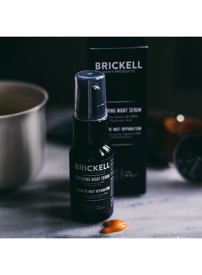 Brickell Men's Products Brickell Men's Anti Aging Repairing Night Face Serum for Men, Natural and Organic Vitamin C Serum For Face to Repair Damaged Skin Cells, Diminish Wrinkles and Reduces Redness, 1 Ounce, Scented - Image 3