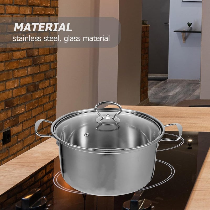 Stainless Steel Saucepan with Lid 22cm Food Soup Pot Rectangular Corner Design Single-serve Cooking Pot for Stovetop Kitchen Use - Image 5