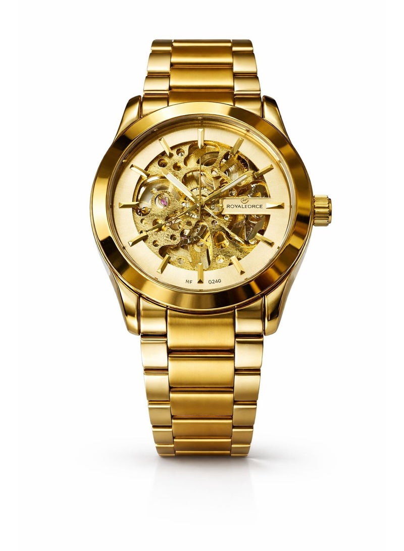 Royal Force Corex Skeleton Automatic Watch RF0240M Full Gold Stainless Steel Luxury Mechanical Men’s Wristwatch - Image 1