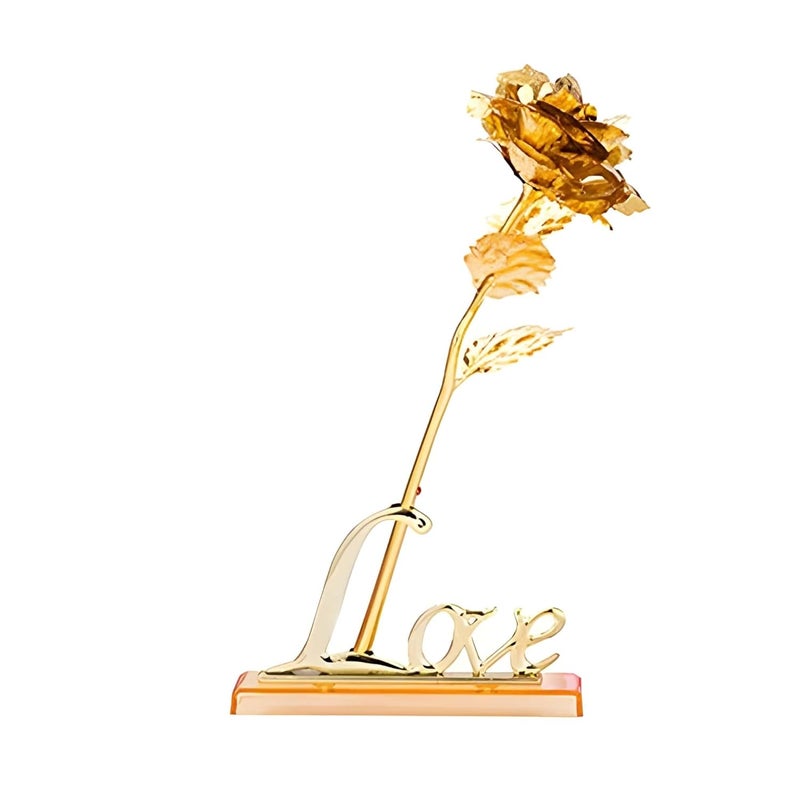 sculpmart sculpmart Artificial Golden Rose Gift Flower with Love Stand and Carry Bag Artificial Rose Flowers for Decoration Valentine Gift for Girlfriend and Boyfriend Husband Wife Him Her - Image 3