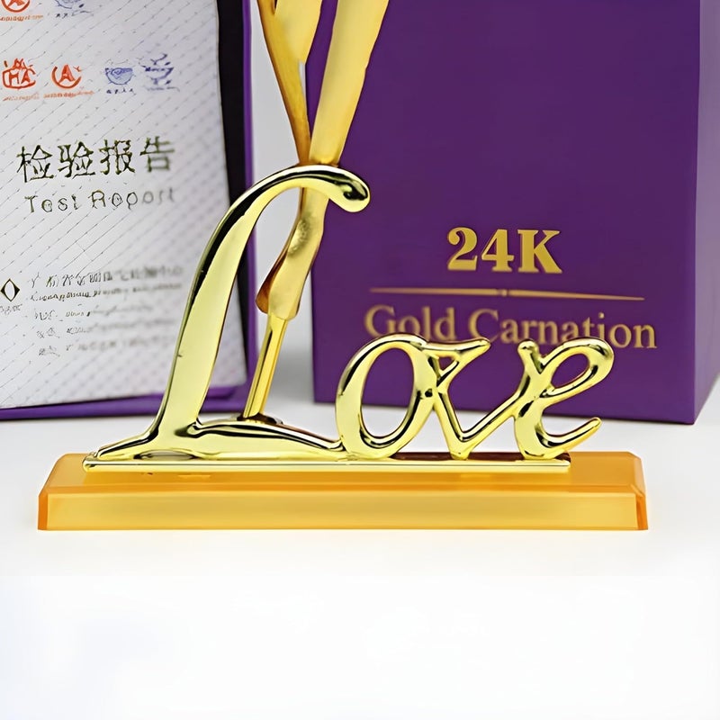 sculpmart sculpmart Artificial Golden Rose Gift Flower with Love Stand and Carry Bag Artificial Rose Flowers for Decoration Valentine Gift for Girlfriend and Boyfriend Husband Wife Him Her - Image 2