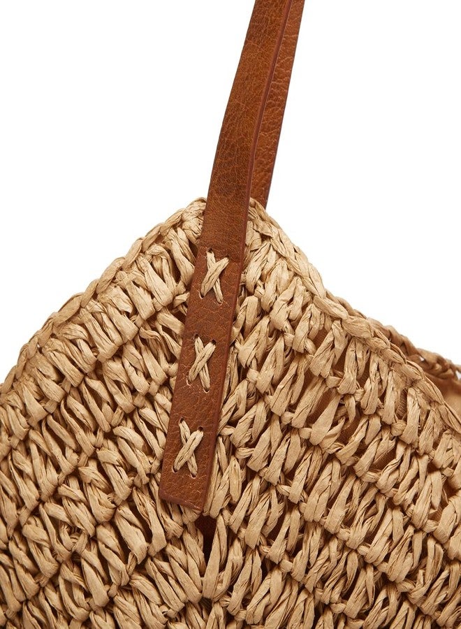 Caistre Summer Casual Straw Tote Bag Large Capacity Woven Shoulder Handbag for Summer Beach Vocation (A-Khaki) - Image 5