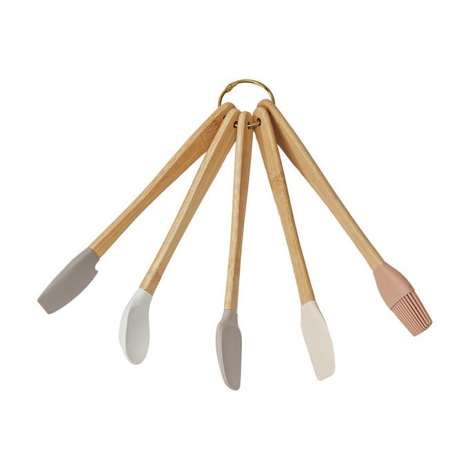 BAMBOO AND SILICONE SPATULA SET MULTICOLOR SET OF 5