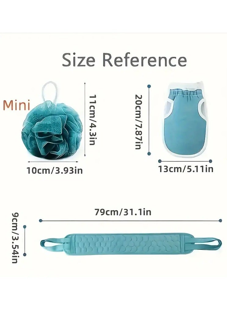 Goolsky مجموعة تقشير الحمام 3 قطع، كرة حمام، قفاز حمام، منشفة تقشير الحمام، فرشاة ظهر للاستحمام، للسبا، التدليك وتقشير الجسم، ملحقات استحمام فرشاة الجسم - Image 3