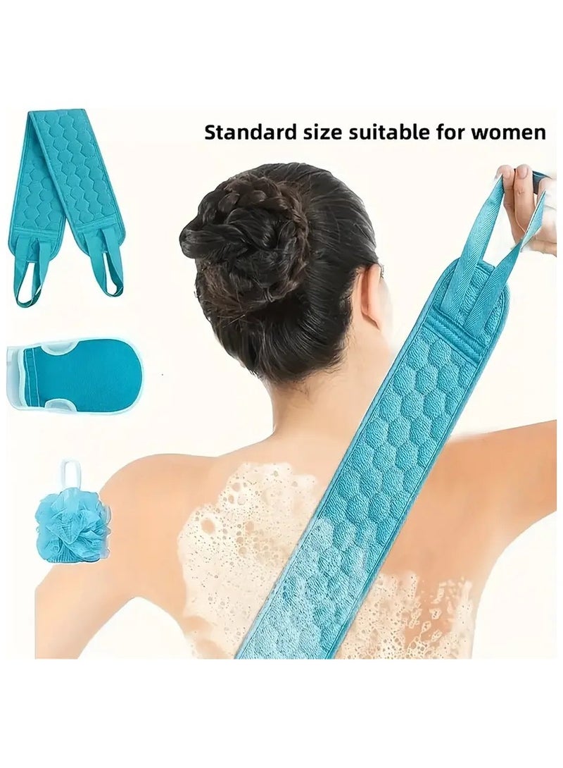 Goolsky مجموعة تقشير الحمام 3 قطع، كرة حمام، قفاز حمام، منشفة تقشير الحمام، فرشاة ظهر للاستحمام، للسبا، التدليك وتقشير الجسم، ملحقات استحمام فرشاة الجسم - Image 4