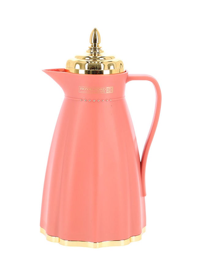 Royalford Hala 1L Glass Vacuum Flask Hot & Cold Asbestos Free Pink Glass Inner Multicolor 33.50Oz Multicolour - Image 1
