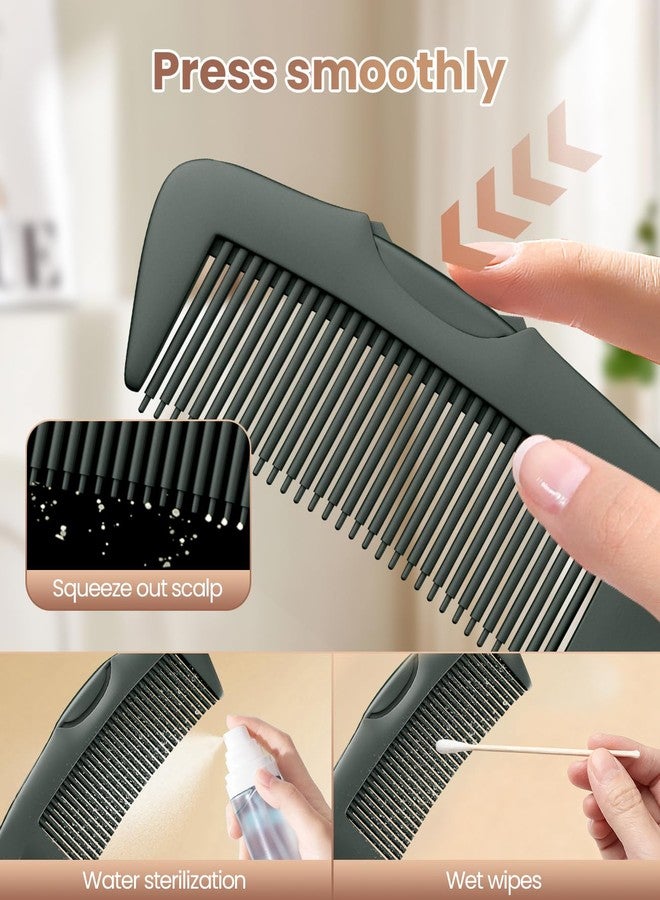 EHBELIF Dandruff Comb 2PC Upgraded Fine Tooth Scalp Detox Comb Lice for Women, Men & Kids Scalp Detoxing, Sweep & Massage Hair Brush Tool with Elegant Box for Hair Care Tool (Green) - Image 3