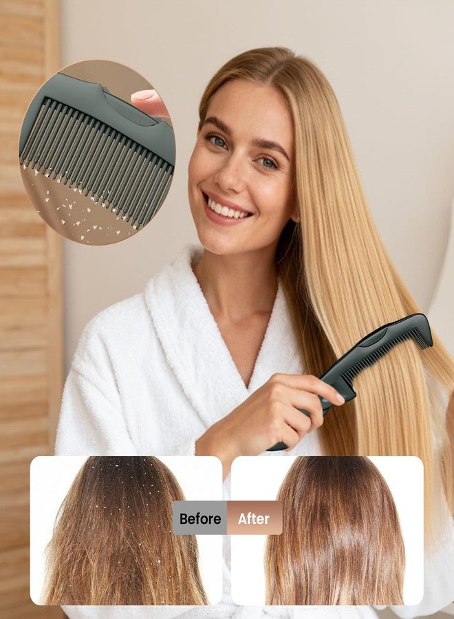 EHBELIF Dandruff Comb 2PC Upgraded Fine Tooth Scalp Detox Comb Lice for Women, Men & Kids Scalp Detoxing, Sweep & Massage Hair Brush Tool with Elegant Box for Hair Care Tool (Green) - Image 2